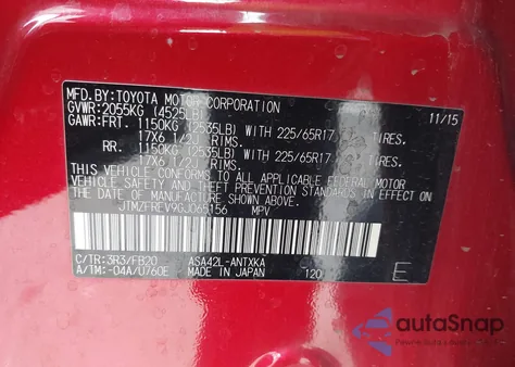 2016 Toyota Rav4 Le из США, поврежденный, VIN JTMZFREV9GJ065156